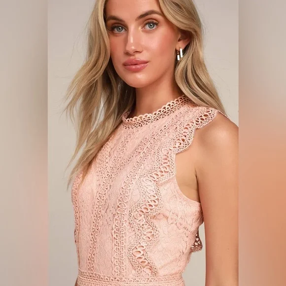 NWOT Lulus My Sweetheart Blush Pink Lace Mini Dress - Picture 5 of 9